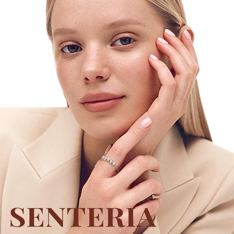 Senteria Anxiety Rings for Women Sterling Silver Rings Adjustable Stress Spinner Rings with Beads Fidget Rings for Anxiety Women - Image 4